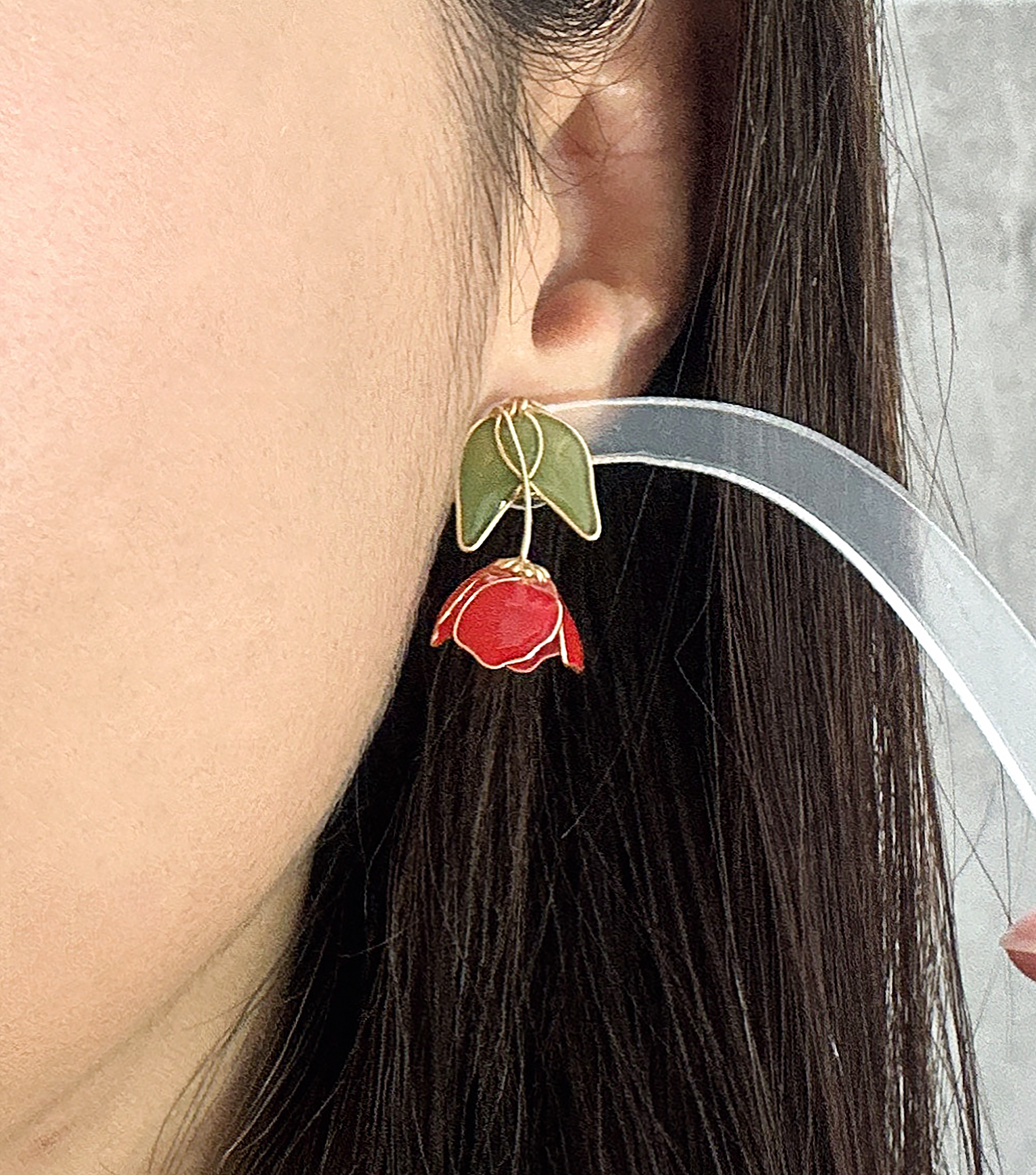 Tulip Dangle Stud Earrings | Handmade Botanical Jewelry