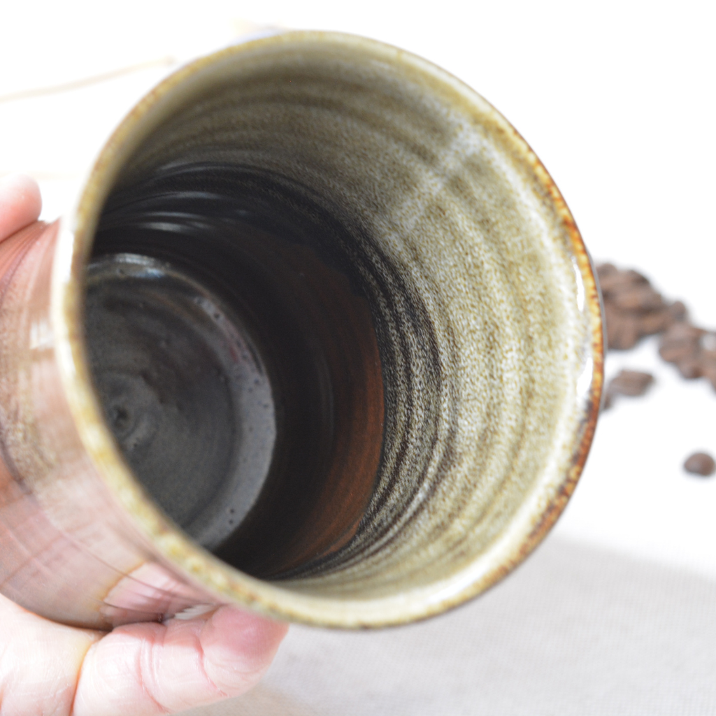 Iron Drip Tumbler – Rustic Handmade Stoneware Mug