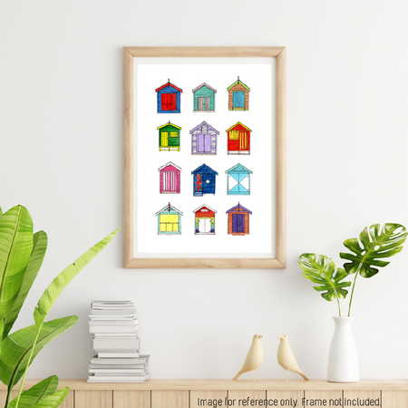 Watercolour Art Print - The Melbourne Series - 'Brighton Bathing Boxes'