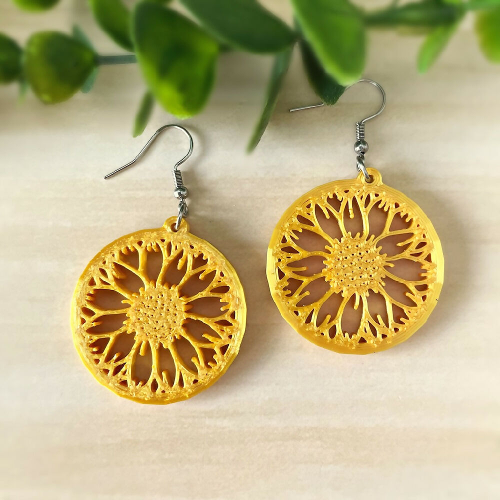 Australian-artist-handmade-jewellery-earrings-yellow-sunflower-earrings-round-c