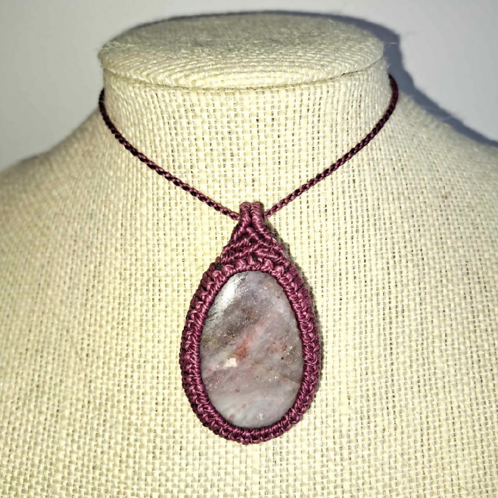 Pink Tourmaline Micro Macrame Necklace - Main Image