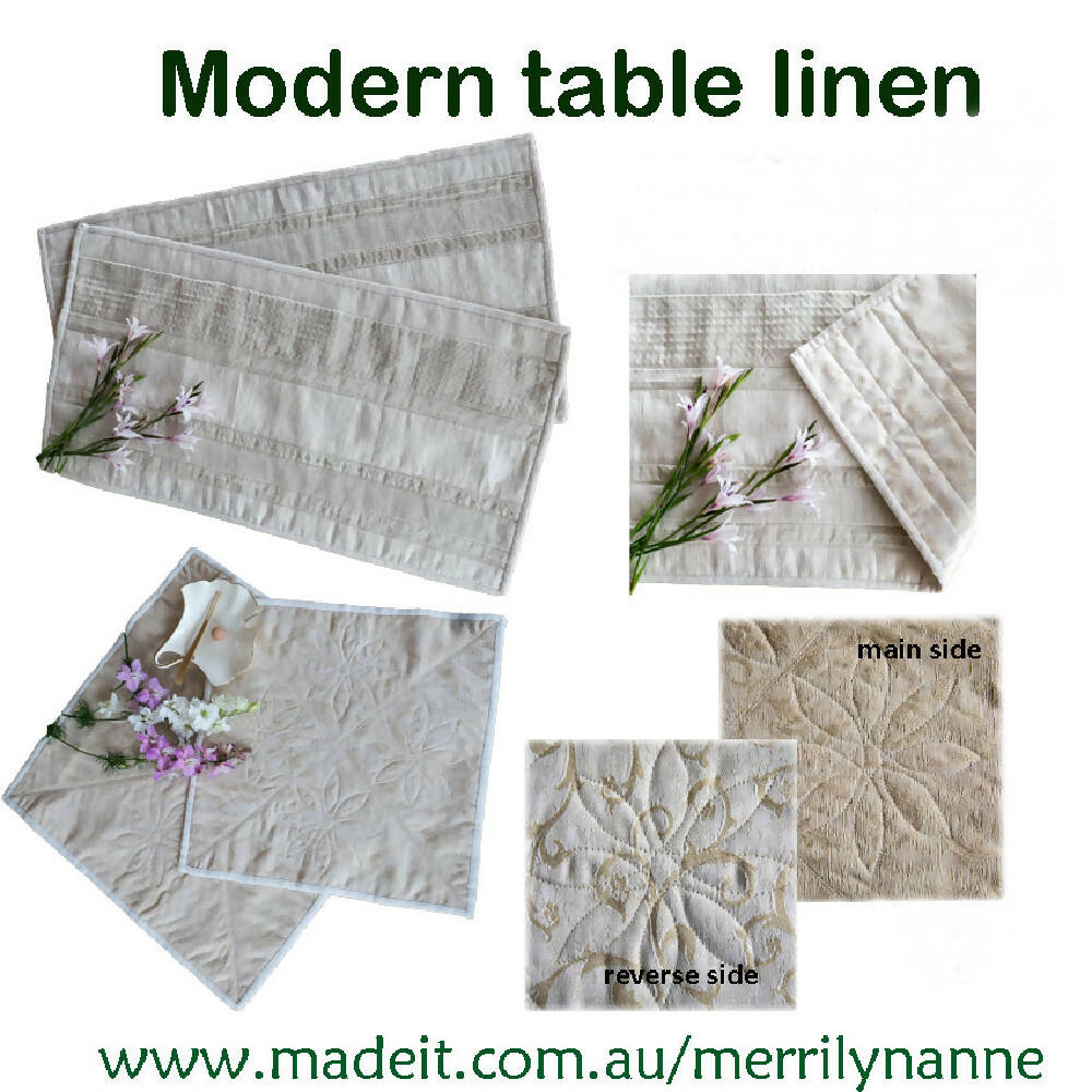 Modern table centre mats for your home, reversible. Free post