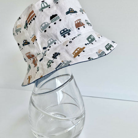 Summer hat in mini vehicles fabric