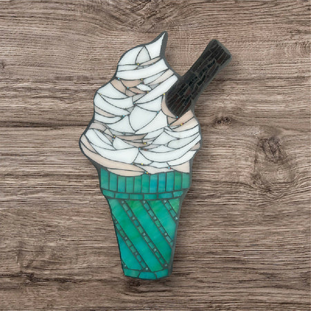 ‘VANILLA’ Stained Glass Mosaic Ice Cream Cone Wall Art