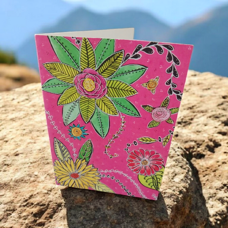 Blooms in Pink Blank Greeting Card