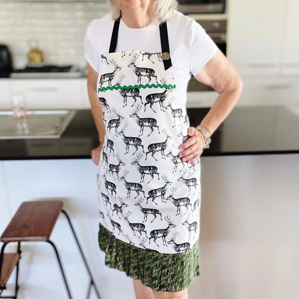 Reindeer Christmas pinafore ladies apron.