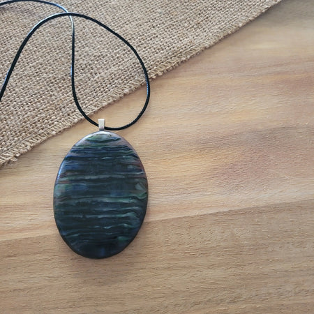 Opalesque fused glass - statement pendant