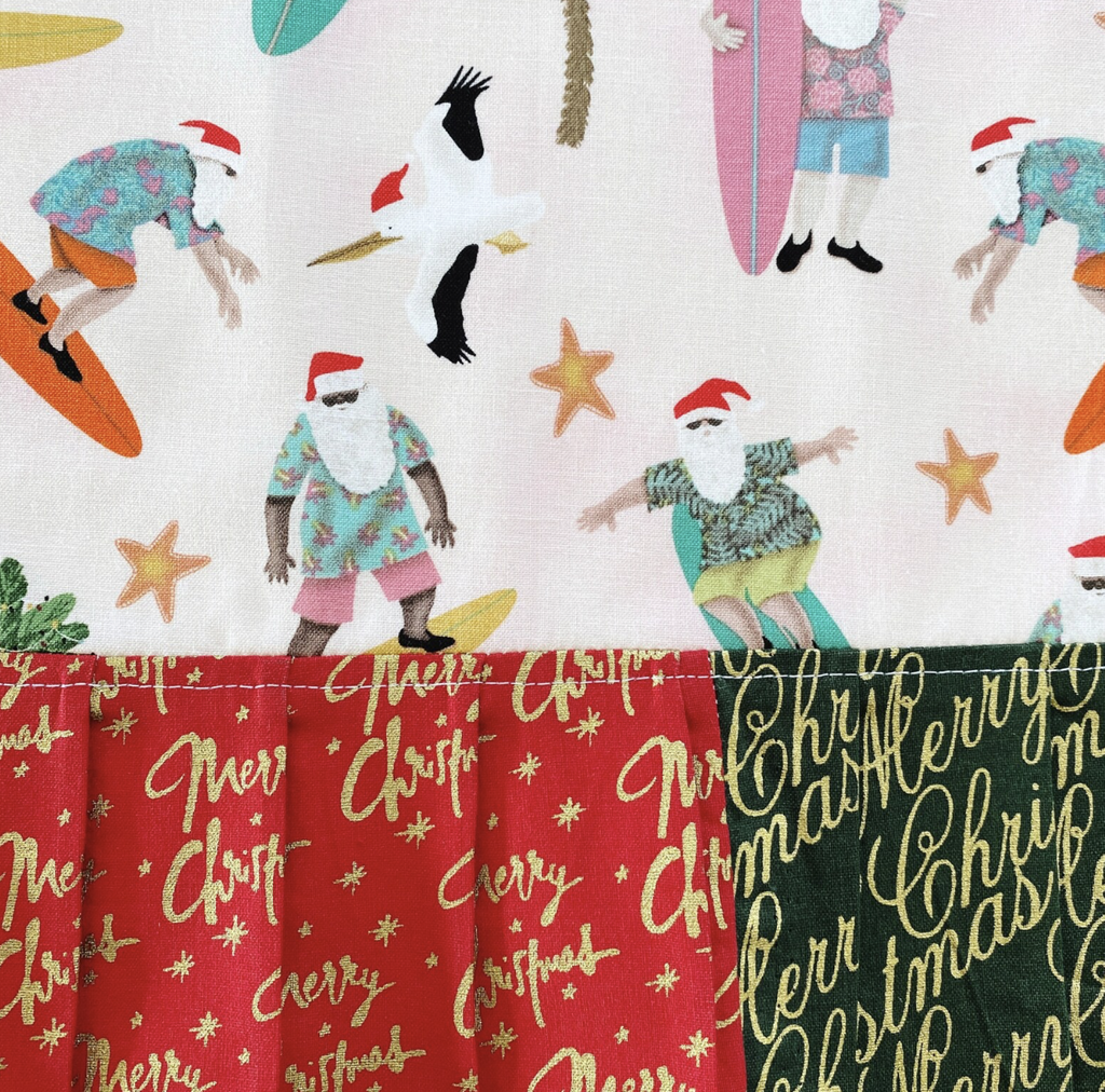 Surfing Santas Christmas pinafore ladies apron.