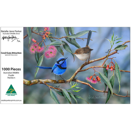 Splendid Fairy-wren Jigsaw Puzzle | Coral Gum | 1000 Piece | Aussie Bird