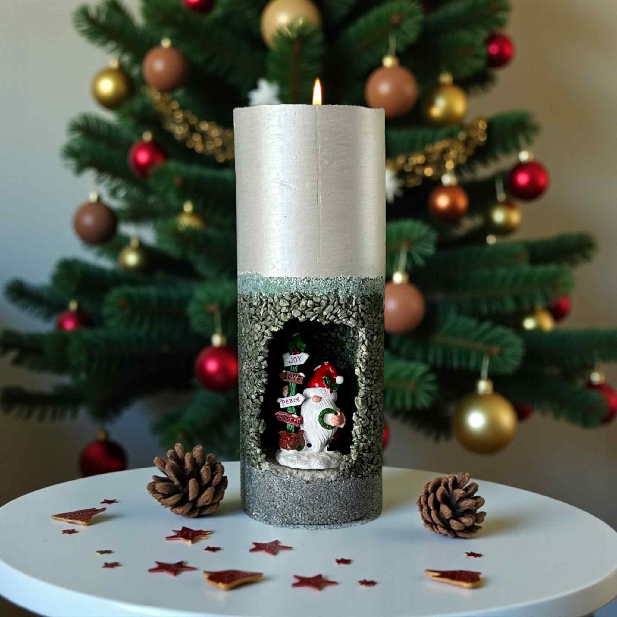 Handmade Refillable Christmas Nativity Pillar Candle | Scented | Reusable Concrete Jar | Holiday Decor Gift | Christian Christmas Candle