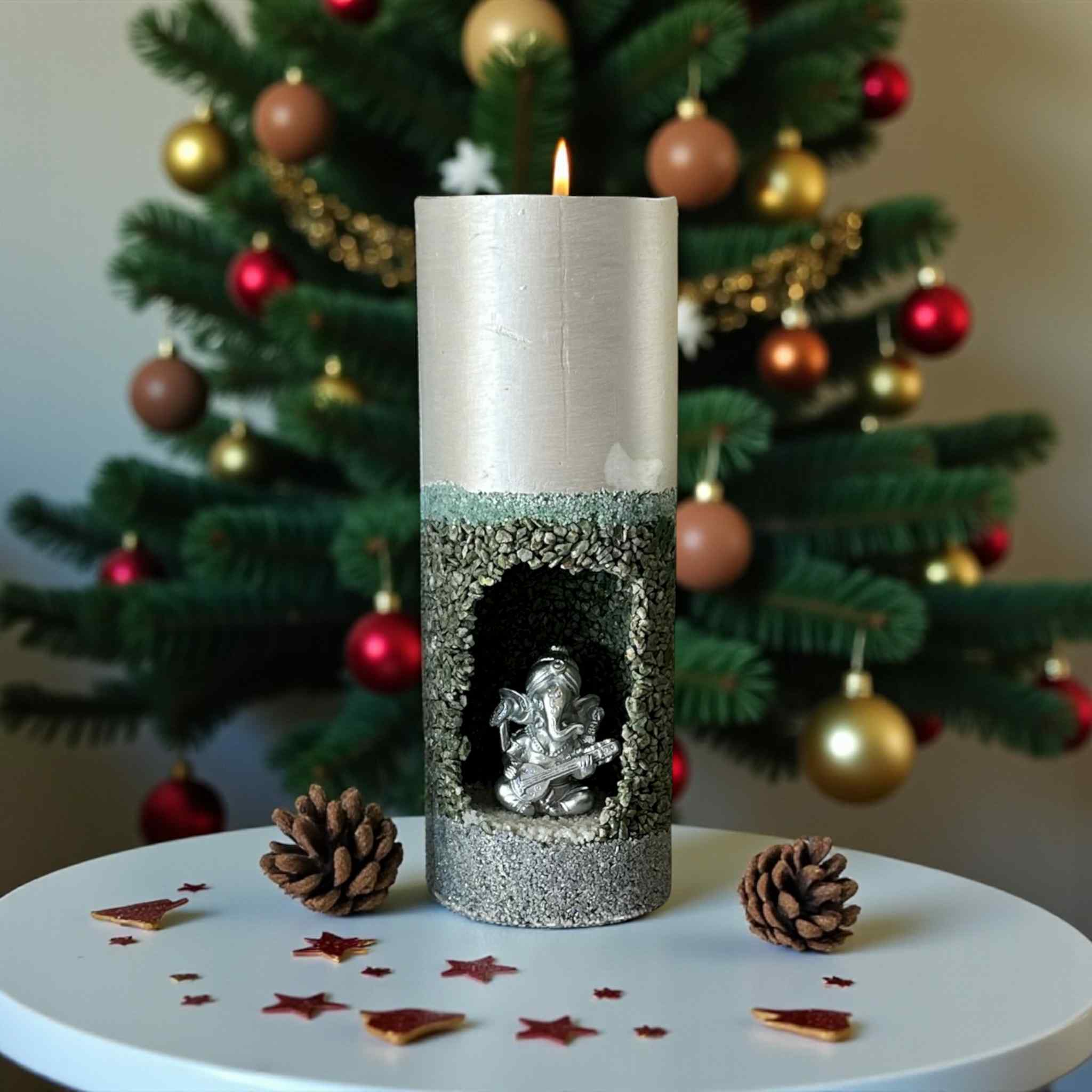 Handmade Refillable Christmas Nativity Pillar Candle | Scented | Reusable Concrete Jar | Holiday Decor Gift | Christian Christmas Candle