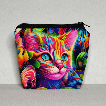 Cute little pouch in bright and colourful cat fabric