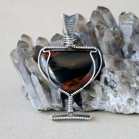 Mahogany Obsidian Chalice Pendant - Handcrafted with Australian Made Sterling Silver