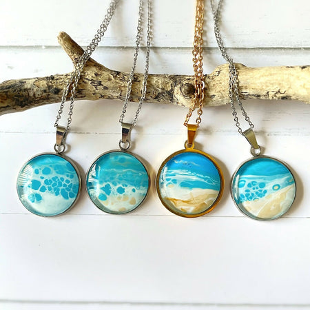 27mm Stainless Steel Fluid Art Beach Pendants