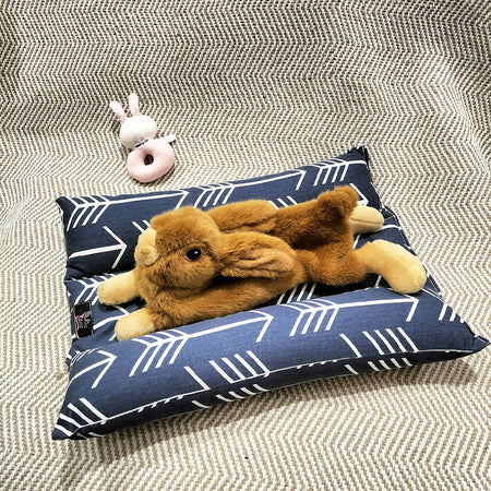 Navy with white arrows pet bed for rabbits