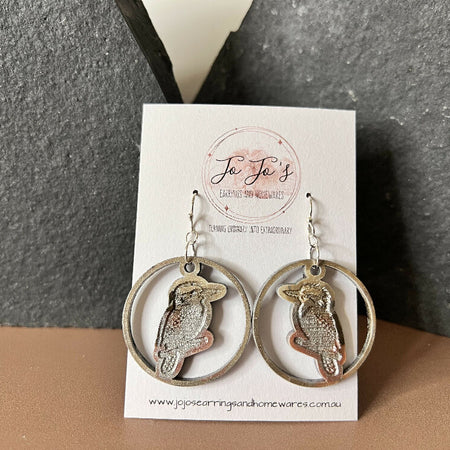 Earring Drop Kookaburra Fawn, Rose Gold, Brown
