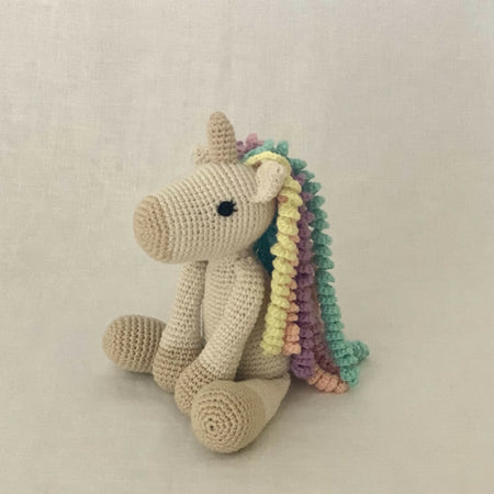Crochet Soft Toy, Pastel Rainbow Unicorn