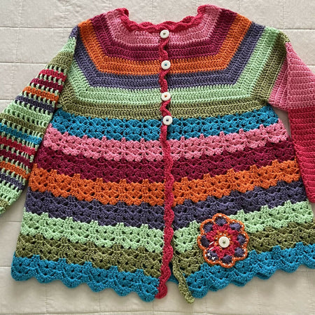 Crochet Girl’s Flower Cardigan