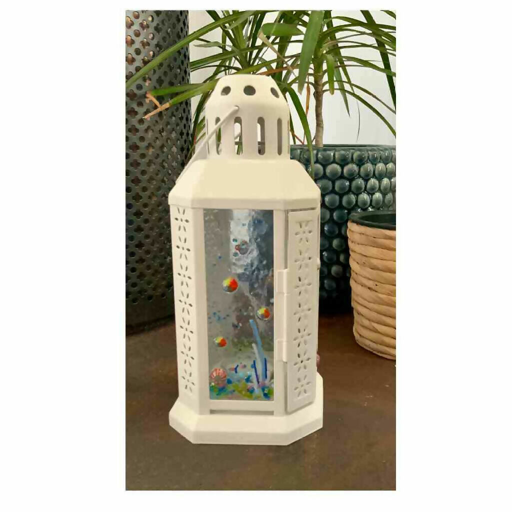 Ocean Light Fused Glass Candle Lantern