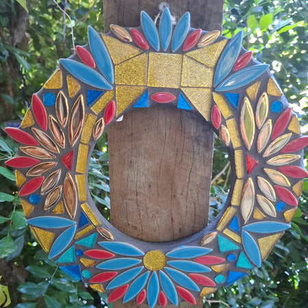 Christmas Mosaic Wreath - Blue Tones