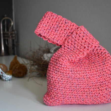 Japanese Knot Bag - Unique Crochet Bag Purse Deep Pink