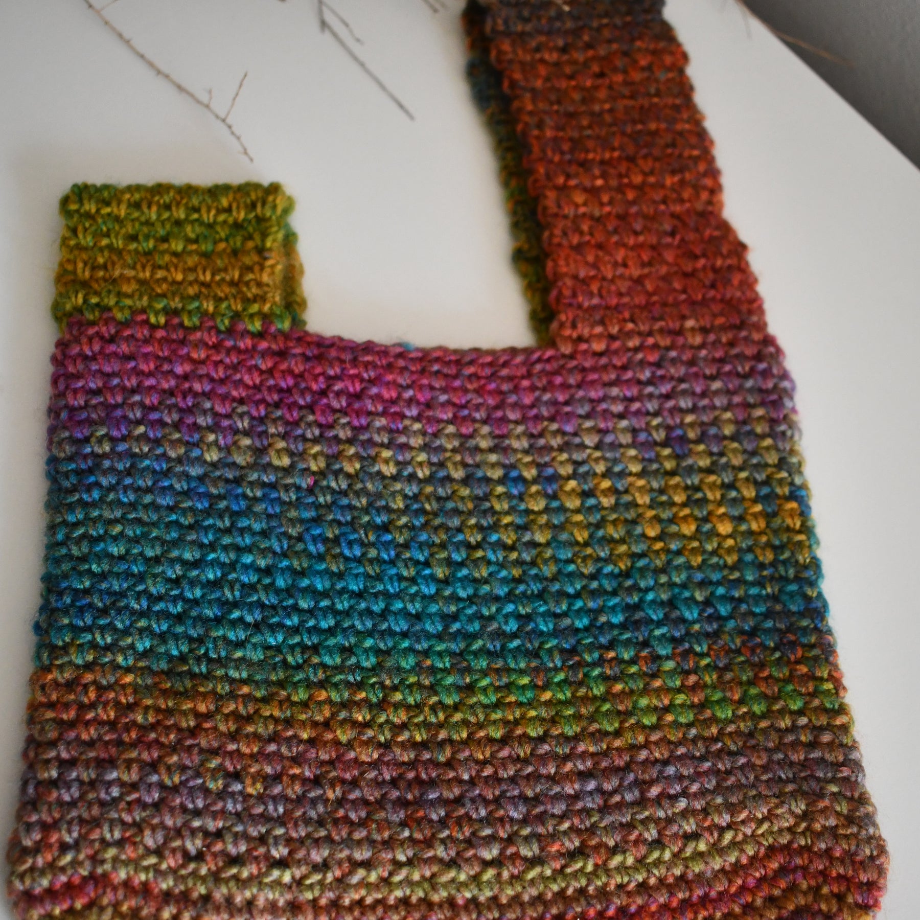 Japanese Knot Bag - Unique Crochet Bag Purse Rainbow