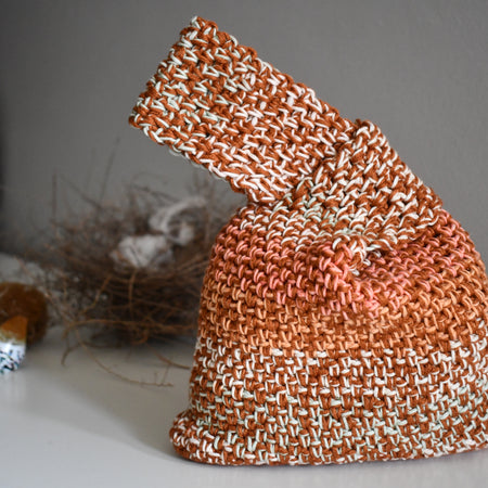Japanese Knot Bag - Unique Crochet Bag Purse Autumn tones