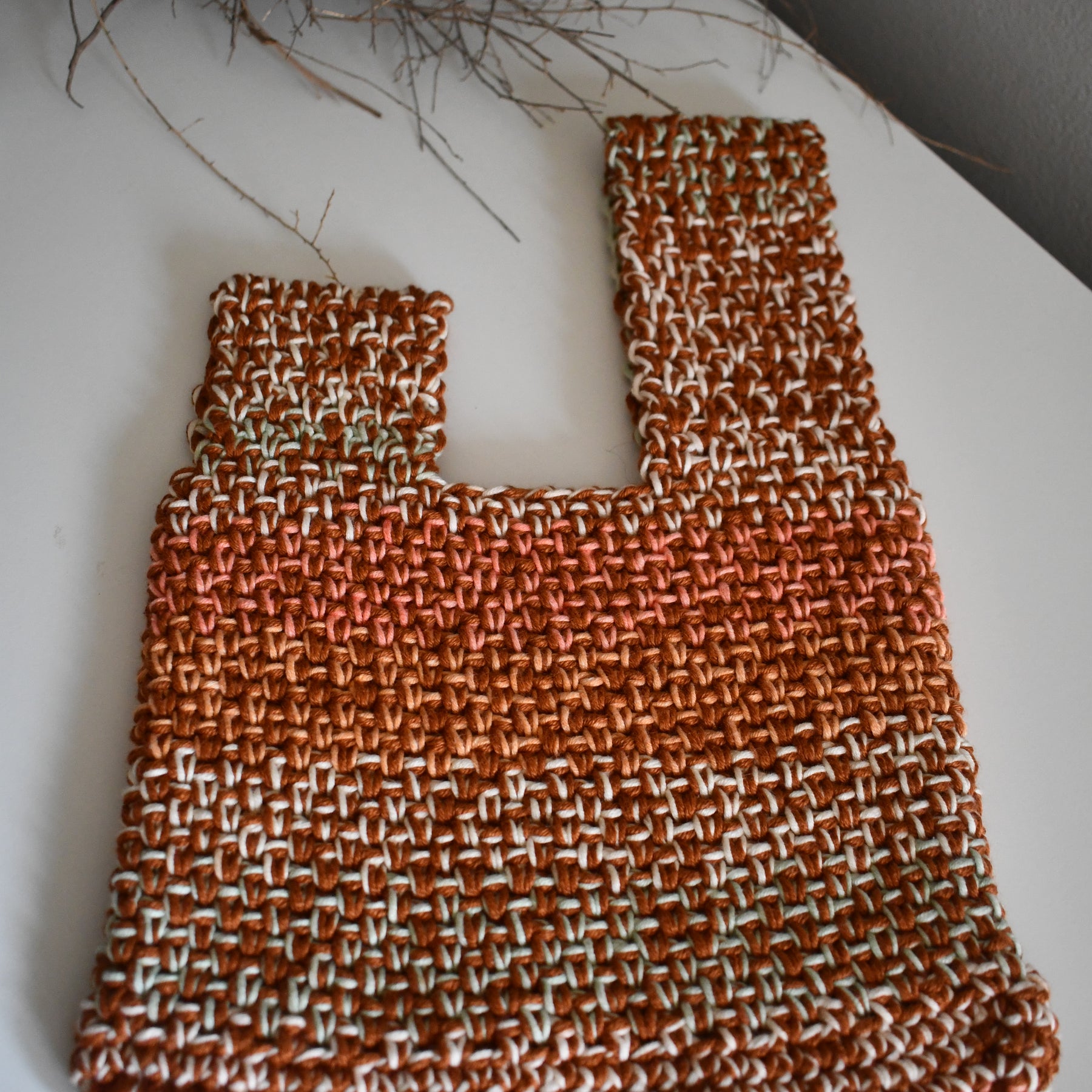 Japanese Knot Bag - Unique Crochet Bag Purse Autumn tones