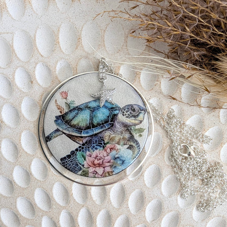 Large Turtle Pendant. Free shipping!