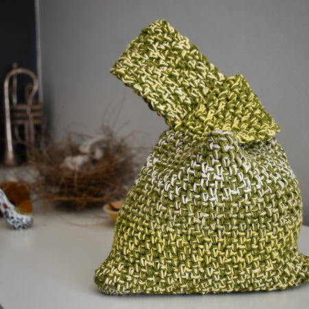 Japanese Knot Bag - Unique Crochet Bag Moss Green