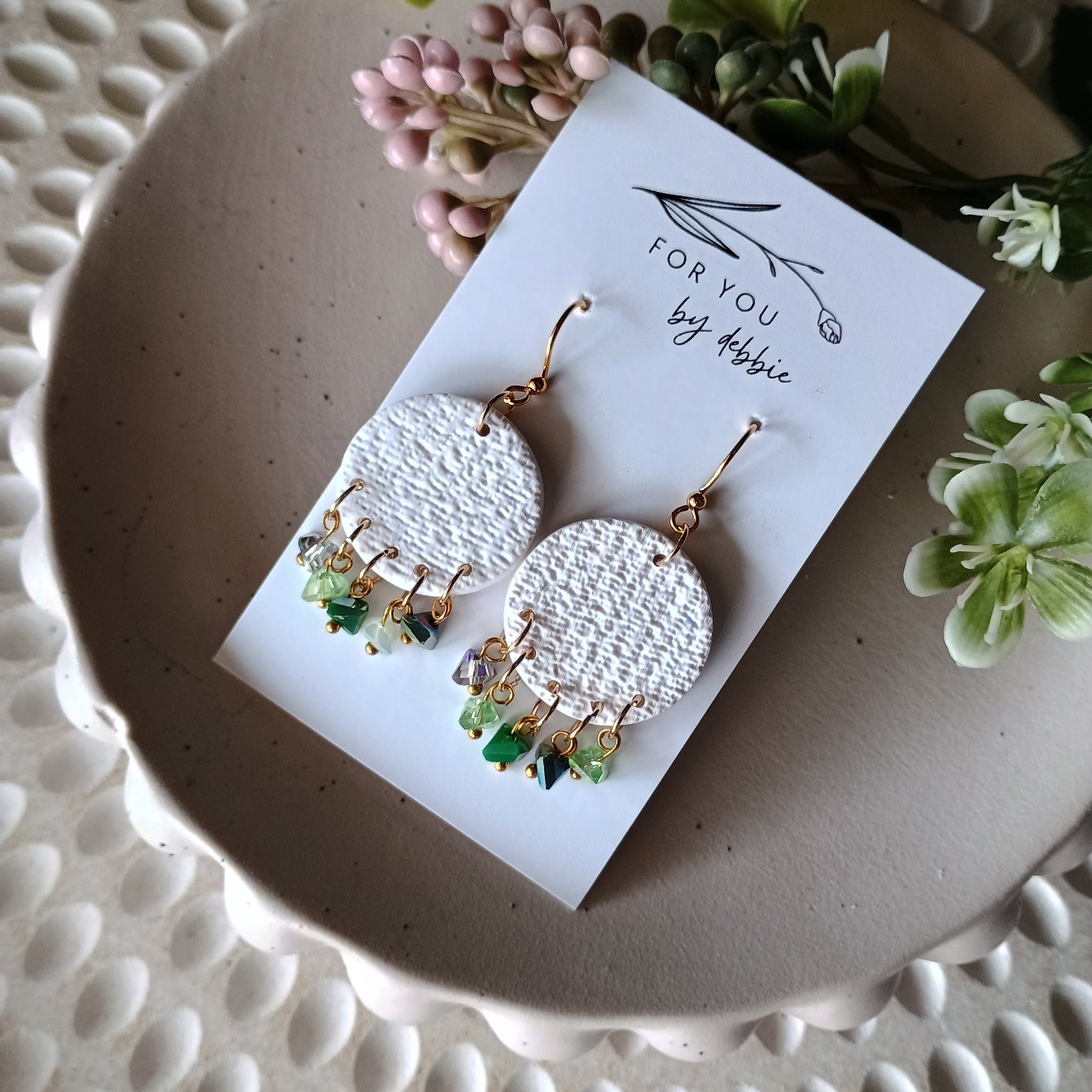 Bree dangles - glass beads and polymer clay earrings