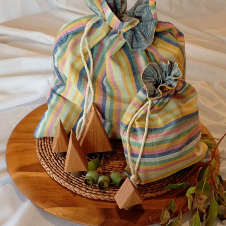 Reusable Fabric Gift Bags | Set of 2 - Candy Stripes