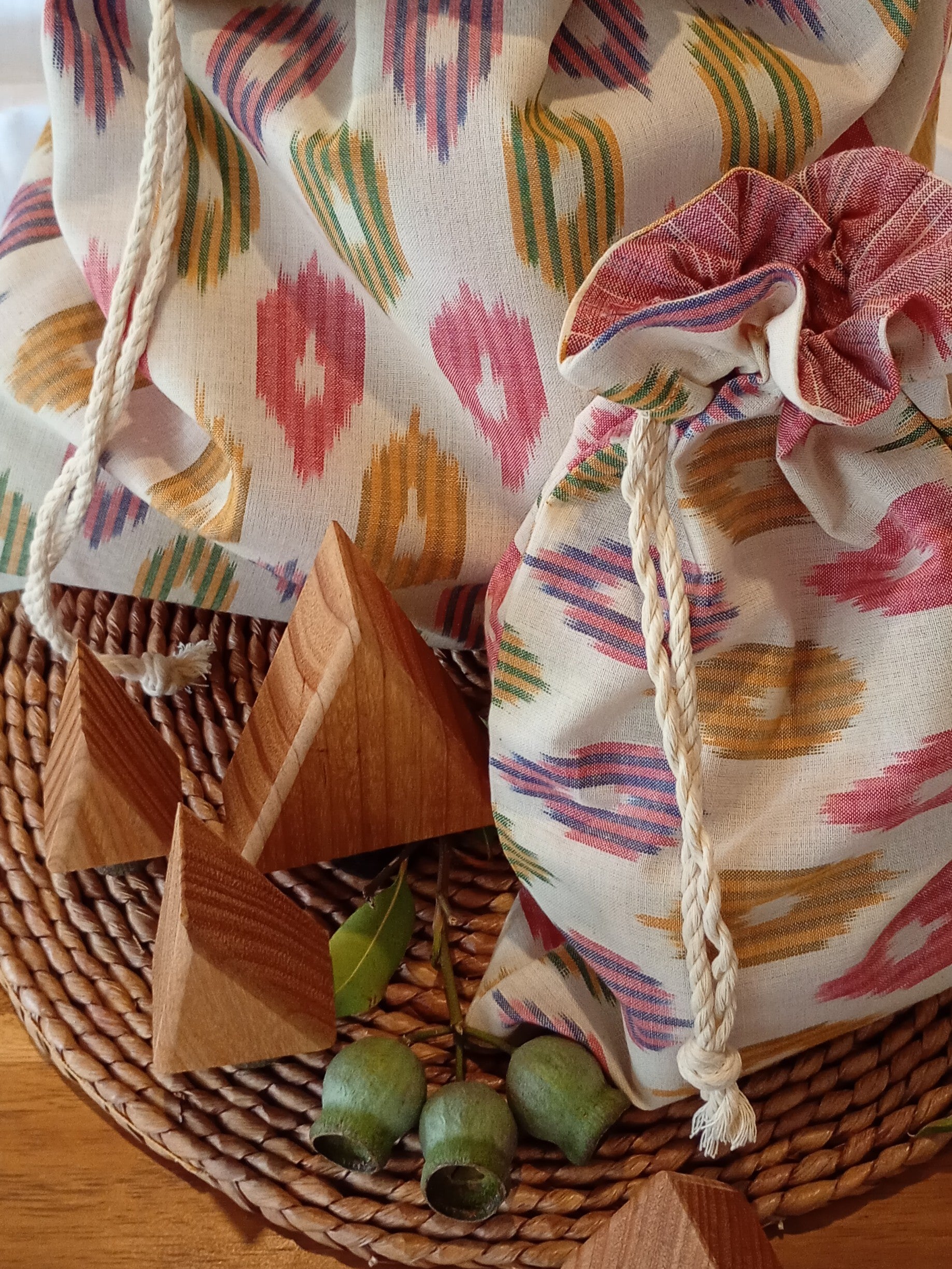 Reusable Fabric Gift Bags | Set of 2 - Pink Diamonds