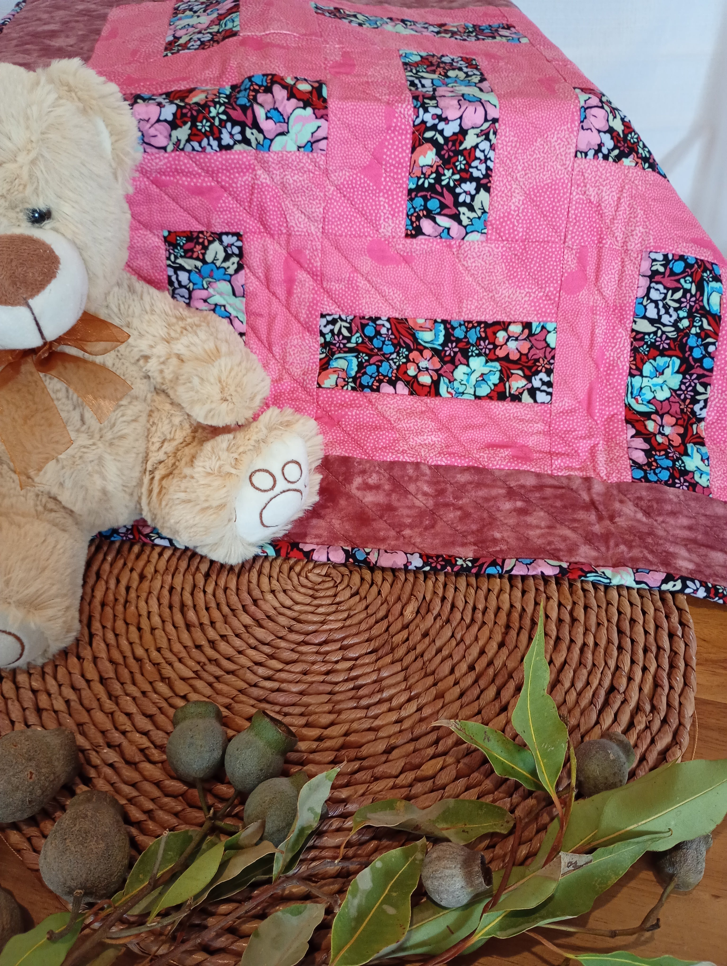 Baby Quilt - Patchwork - Pink Floral