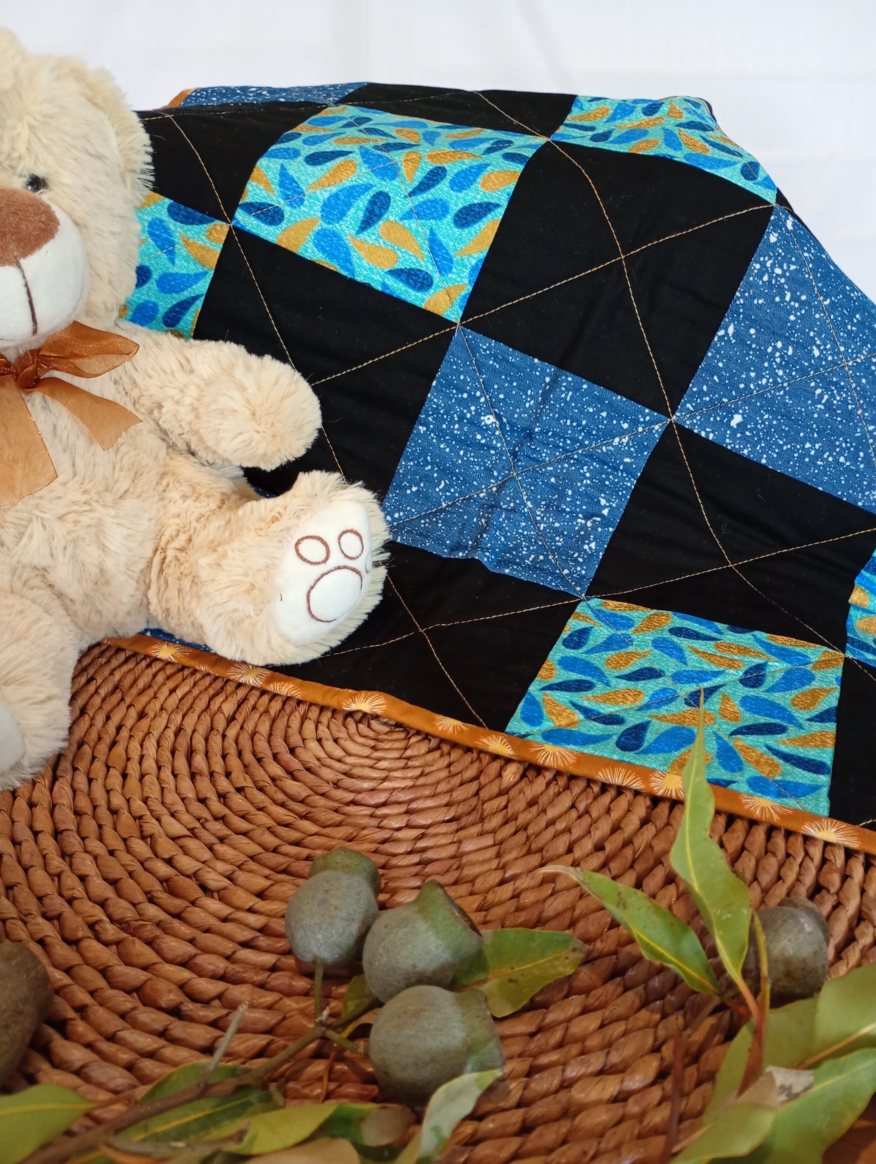 Baby Quilt - Patchwork - Vibrant Blue
