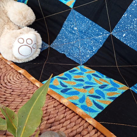 Baby Quilt - Patchwork - Vibrant Blue