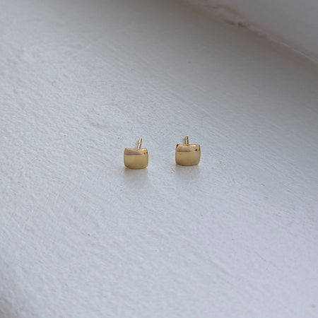 handmade gold plated domed square studs | wedding earrings