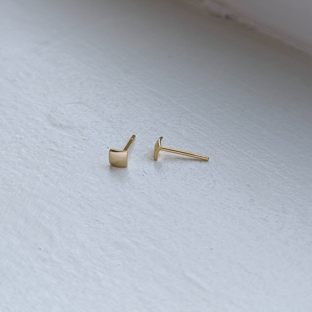 handmade gold plated domed square studs | wedding earrings