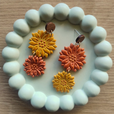 Double Flower Statement Dangles