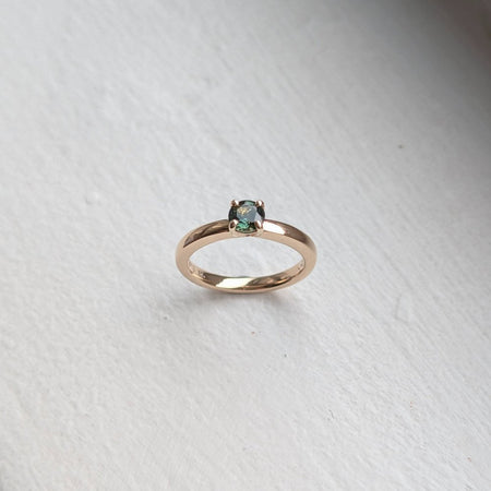 handmade 9ct yellow gold × parti solitaire ring | engagement ring