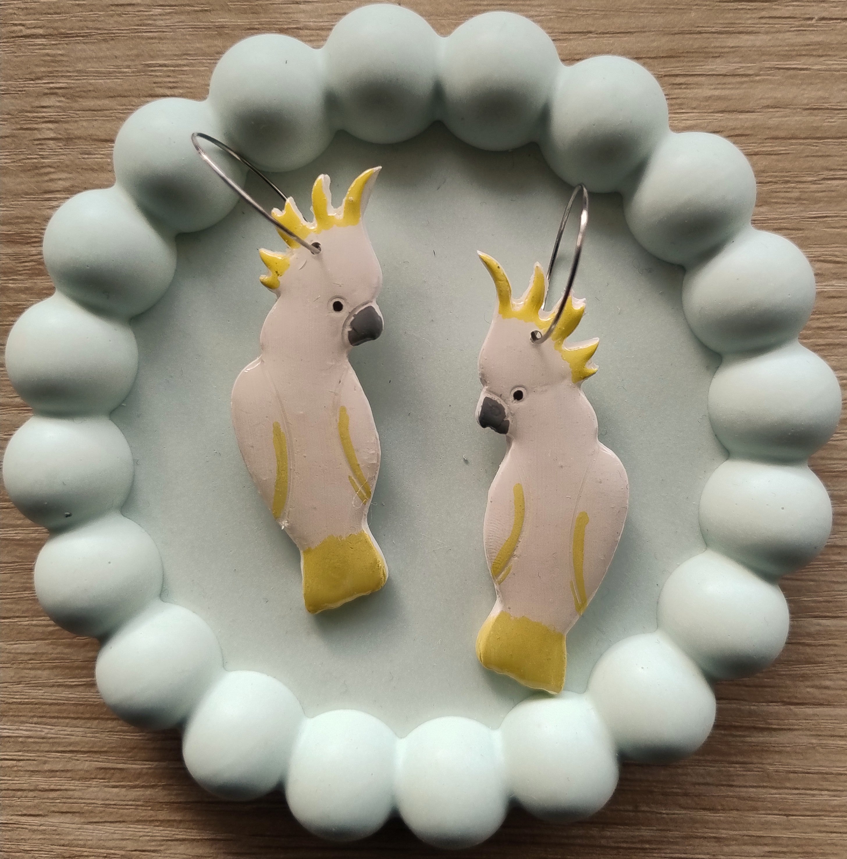 Crested Cockatoo Dangle Earrings