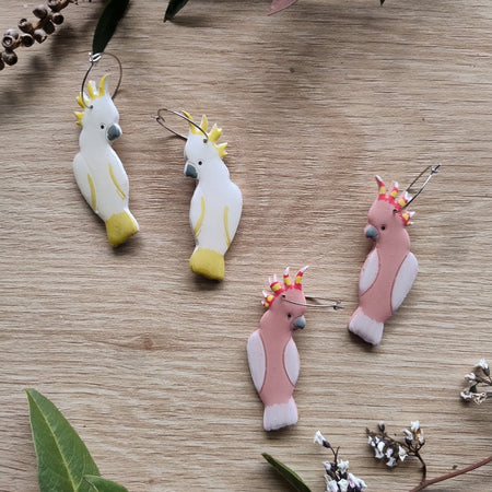 Crested Cockatoo Dangle Earrings