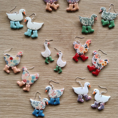 Chickens or Ducks in Boots Earrings