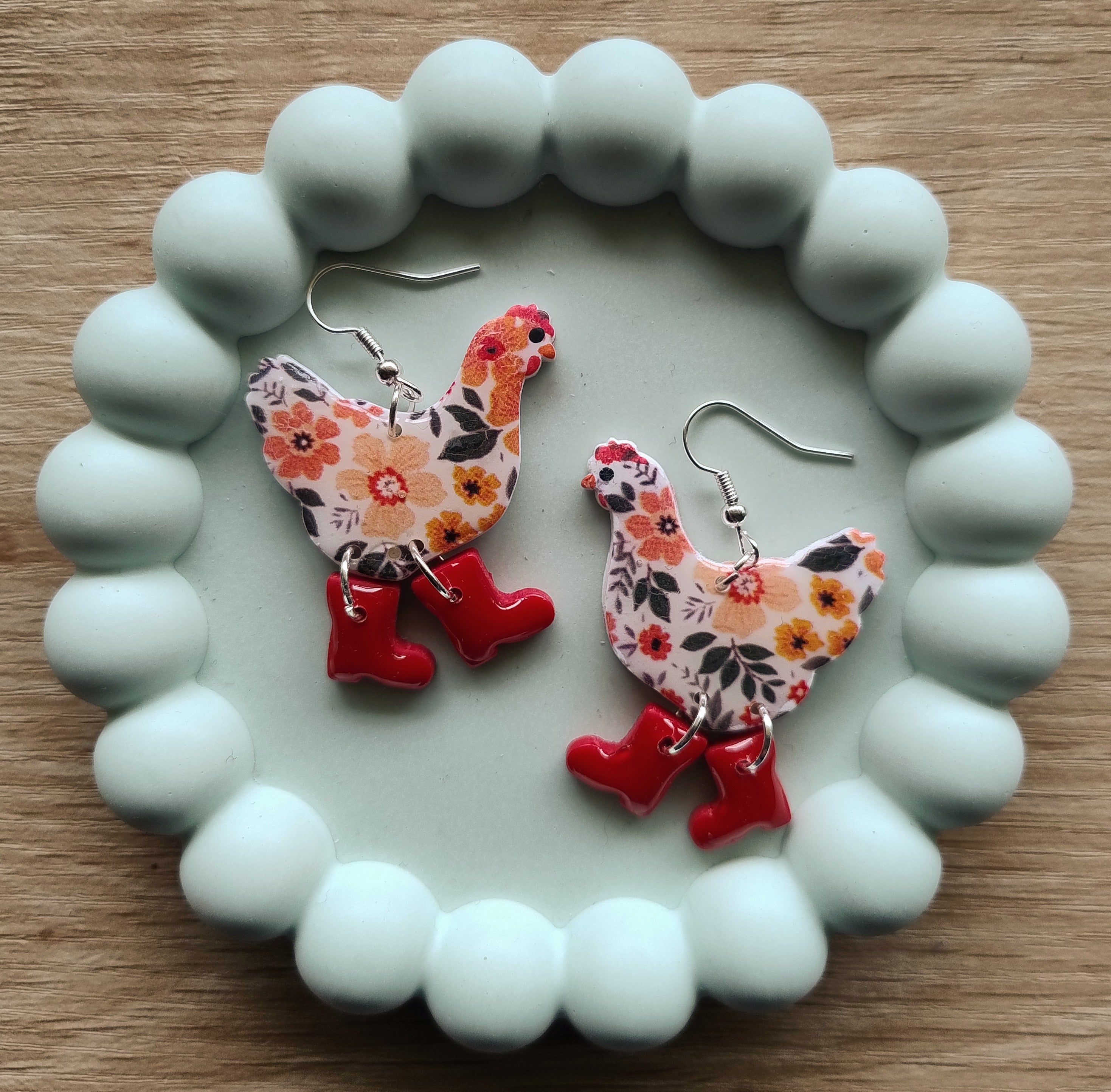 Chickens or Ducks in Boots Earrings