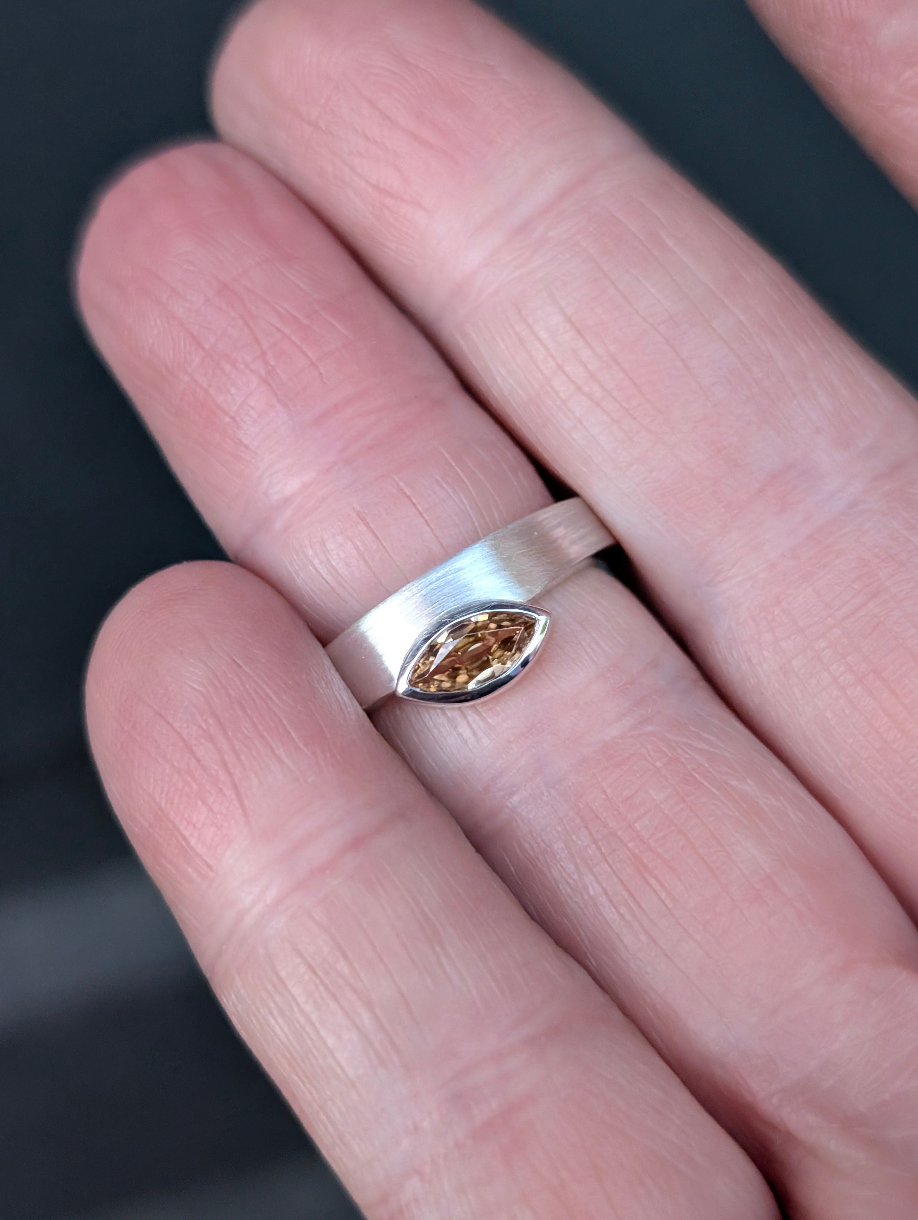 handmade geometric marquise Australian zircon ring | Wedding Ring | Engagement ring