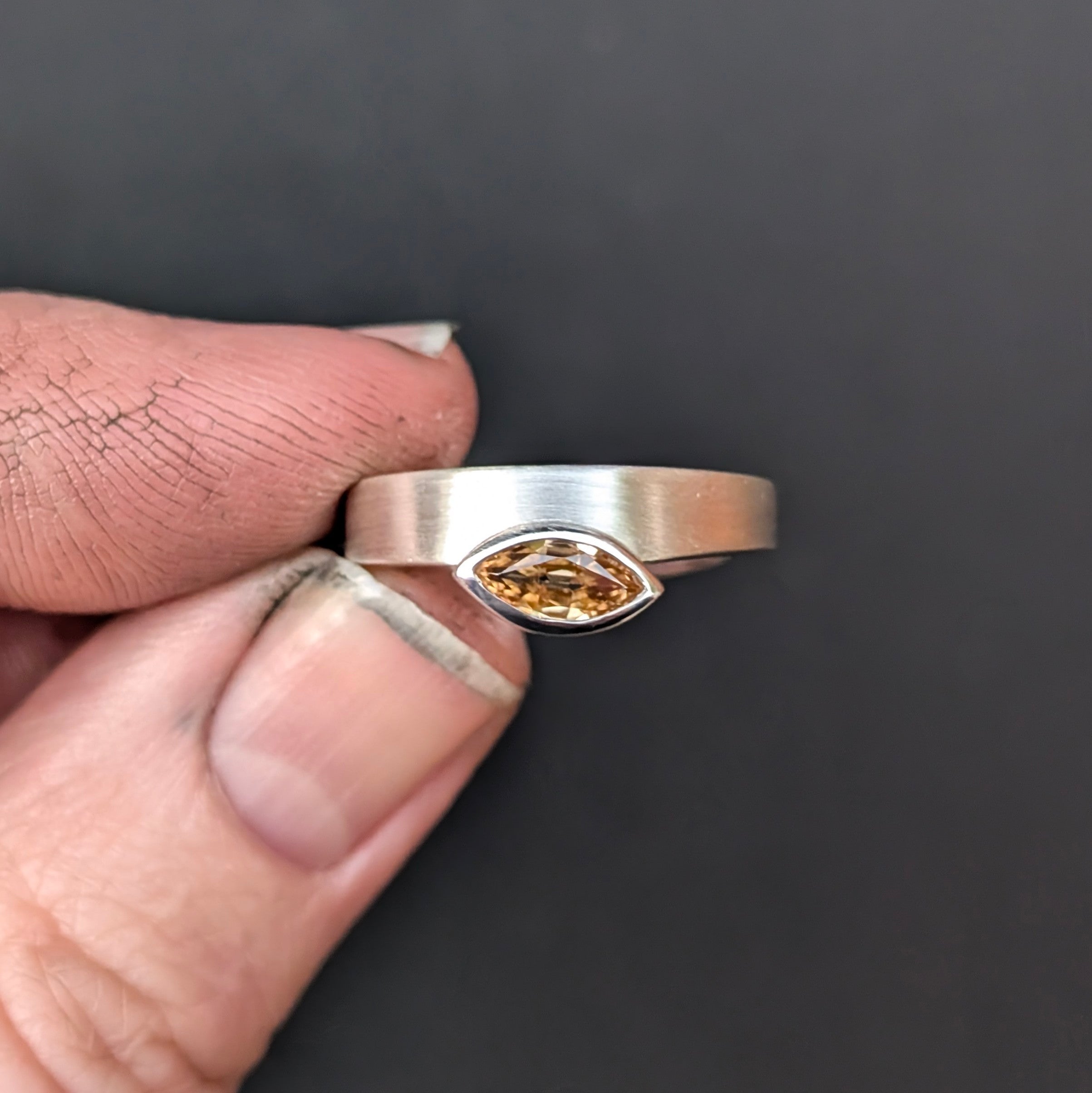 handmade geometric marquise Australian zircon ring | Wedding Ring | Engagement ring