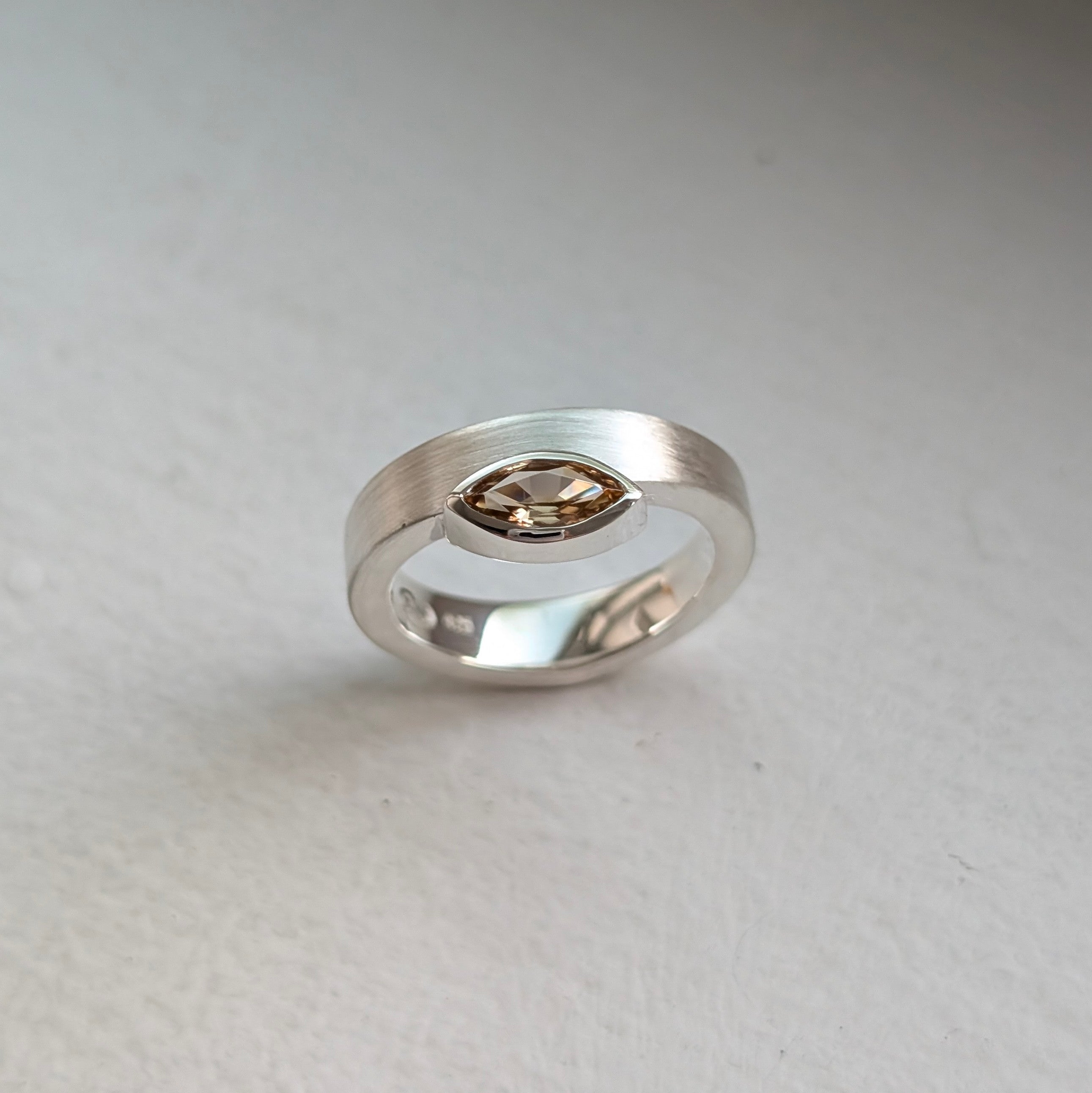 handmade geometric marquise Australian zircon ring | Wedding Ring | Engagement ring