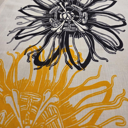 Hand Screenprinted Linen Table Runners- Passionflower