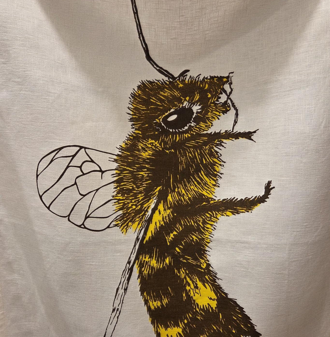 Hand Screen Printed Linen Tea Towels-Honey Bee