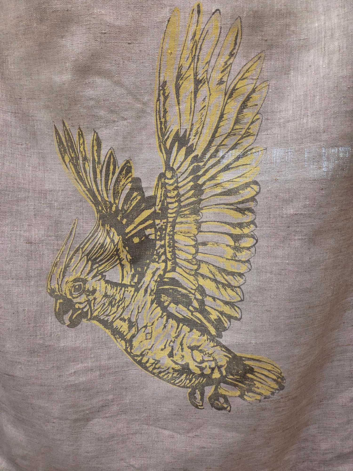 Hand screen printed Linen Tea Towels-Cockatoo